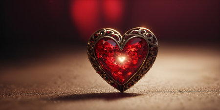 Red heart shaped ring, heart in a glass, Valentine's Dayの素材