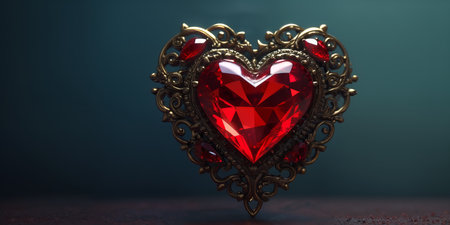 Red heart shaped ring, heart in a glass, Valentine's Dayの素材