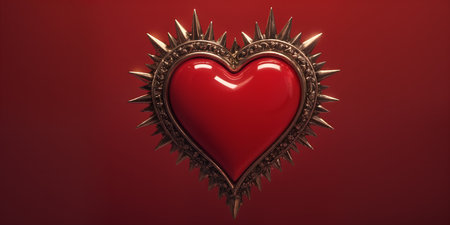 Red heart shaped ring, heart in a glass, Valentine's Dayの素材