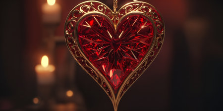 Red heart shaped ring, heart in a glass, Valentine's Dayの素材