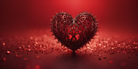 Red heart shaped ring, heart in a glass, Valentine's Dayの素材