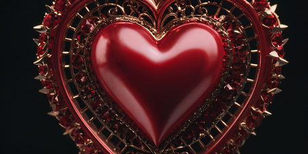 Red heart shaped ring, heart in a glass, Valentine's Dayの素材
