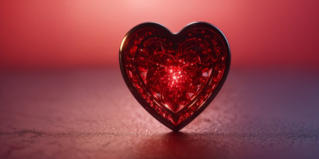 Red heart shaped ring, heart in a glass, Valentine's Dayの素材