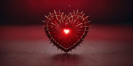 Red heart shaped ring, heart in a glass, Valentine's Dayの素材