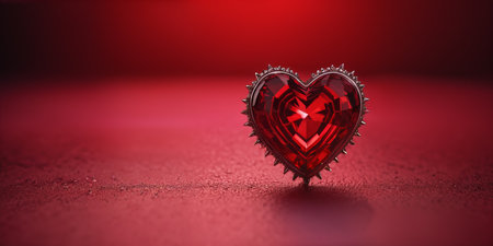Red heart shaped ring, heart in a glass, Valentine's Dayの素材
