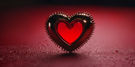 Red heart shaped ring, heart in a glass, Valentine's Dayの素材