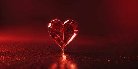 Red heart shaped ring, heart in a glass, Valentine's Dayの素材