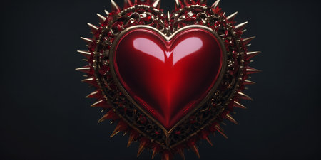 Red heart shaped ring, heart in a glass, Valentine's Dayの素材