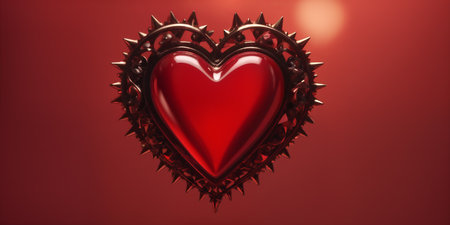 Red heart shaped ring, heart in a glass, Valentine's Dayの素材