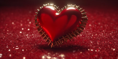 Red heart shaped ring, heart in a glass, Valentine's Dayの素材