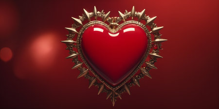 Red heart shaped ring, heart in a glass, Valentine's Dayの素材