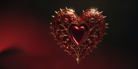 Red heart shaped ring, heart in a glass, Valentine's Dayの素材