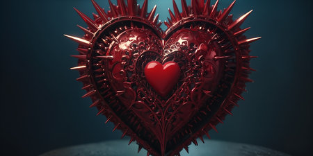 Red heart shaped ring, heart in a glass, Valentine's Dayの素材