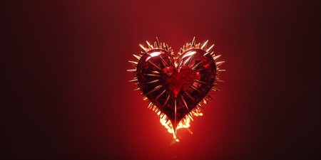 Red heart shaped ring, heart in a glass, Valentine's Dayの素材