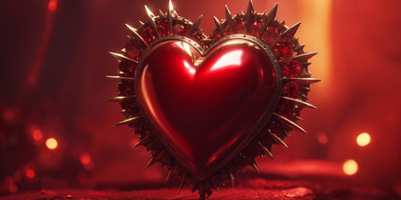 Red heart shaped ring, heart in a glass, Valentine's Dayの素材