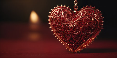 Red heart shaped ring, heart in a glass, Valentine's Dayの素材