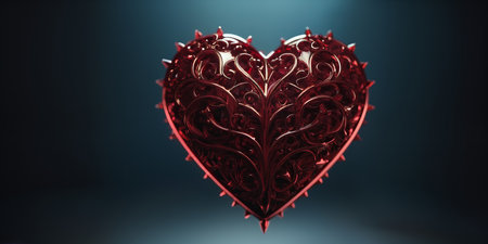 Red heart shaped ring, heart in a glass, Valentine's Dayの素材