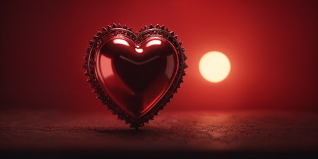 Red heart shaped ring, heart in a glass, Valentine's Dayの素材