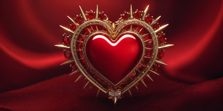 Red heart shaped ring, heart in a glass, Valentine's Dayの素材