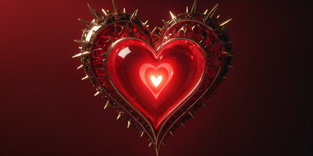 Red heart shaped ring, heart in a glass, Valentine's Dayの素材