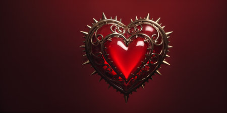 Red heart shaped ring, heart in a glass, Valentine's Dayの素材