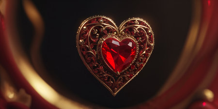 Red heart shaped ring, heart in a glass, Valentine's Dayの素材
