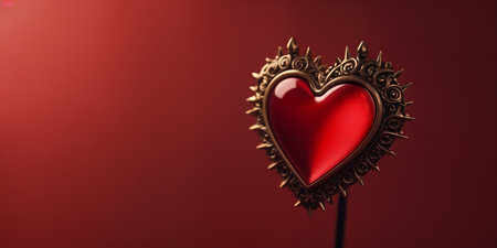 Red heart shaped ring, heart in a glass, Valentine's Dayの素材