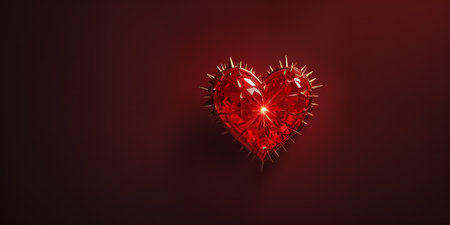 Red heart shaped ring, heart in a glass, Valentine's Dayの素材
