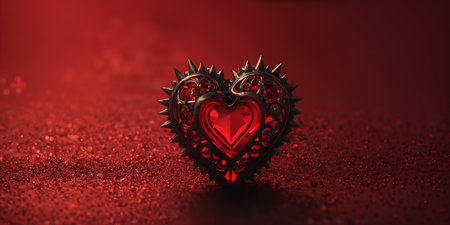 Red heart shaped ring, heart in a glass, Valentine's Dayの素材