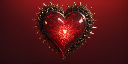 Red heart shaped ring, heart in a glass, Valentine's Dayの素材