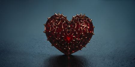 Red heart shaped ring, heart in a glass, Valentine's Dayの素材