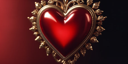 Red heart shaped ring, heart in a glass, Valentine's Dayの素材