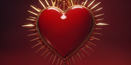 Red heart shaped ring, heart in a glass, Valentine's Dayの素材