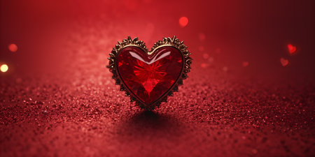 Red heart shaped ring, heart in a glass, Valentine's Dayの素材
