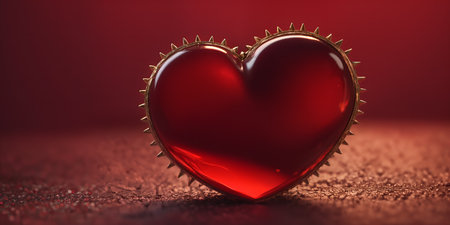 Red heart shaped ring, heart in a glass, Valentine's Dayの素材