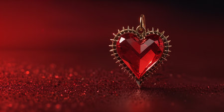 Red heart shaped ring, heart in a glass, Valentine's Dayの素材