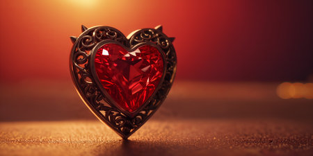Red heart shaped ring, heart in a glass, Valentine's Dayの素材