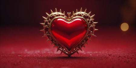 Red heart shaped ring, heart in a glass, Valentine's Dayの素材
