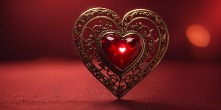 Red heart shaped ring, heart in a glass, Valentine's Dayの素材