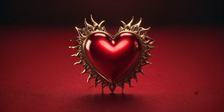 Red heart shaped ring, heart in a glass, Valentine's Dayの素材