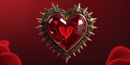 Red heart shaped ring, heart in a glass, Valentine's Dayの素材