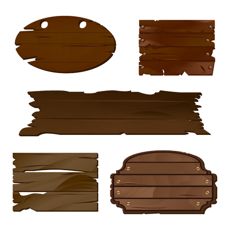 Empty Wooden boards in vector, perfect for various labels or text messages in rustic style. Old wooden texture is good for guide or signpost, can be used as a decoration or separate bannerのイラスト素材