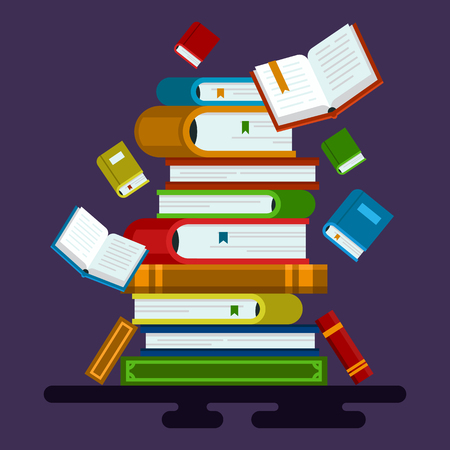 Vector illustration of colorful books. Great image for educational sphere, science, project for school, library, university ect.のイラスト素材