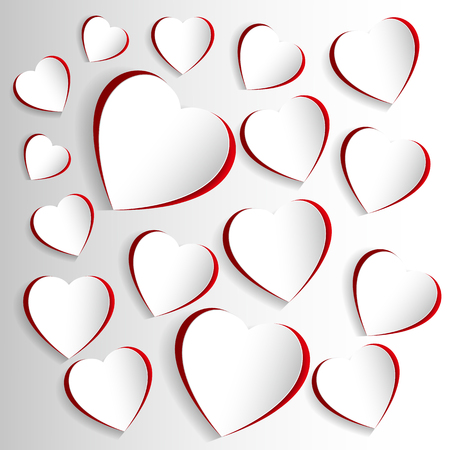 St Valentine days greeting card with white and red hearts. Beautiful graphics for banners,ads, websites or other purposesのイラスト素材