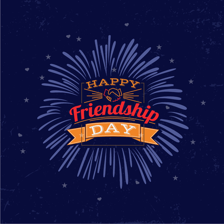 Happy Friendship day poster. Vector illustration card with colourful text with creative strokes effect and typography.のイラスト素材