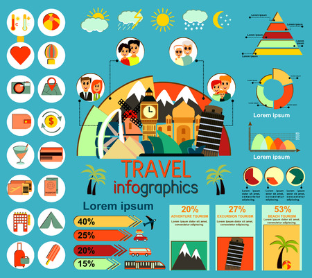 Travel Infographic set with charts. The concept of infographics for your business, web sites, presentations, advertising etc.のイラスト素材