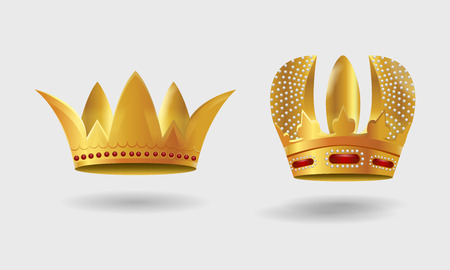 Set of Royal golden crown with Gradient Mesh. Vector Illustration.のイラスト素材
