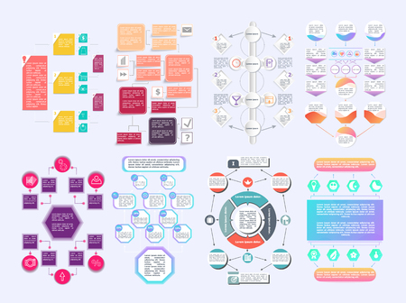 set of flowchart elements different arrows for creating personalized charts. Abstract infographics. Vector business template for presentationのイラスト素材