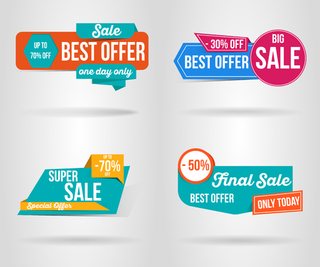 set of Sale banner template design. special offer, end of season , This weekend only. Modern promotion square web poster. vector illustration.のイラスト素材