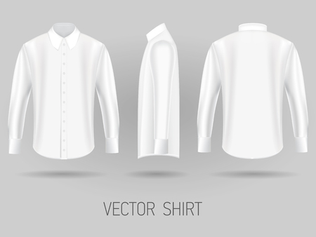 white short long sleeve shirt design templates front, back, and side views vector mock upのイラスト素材